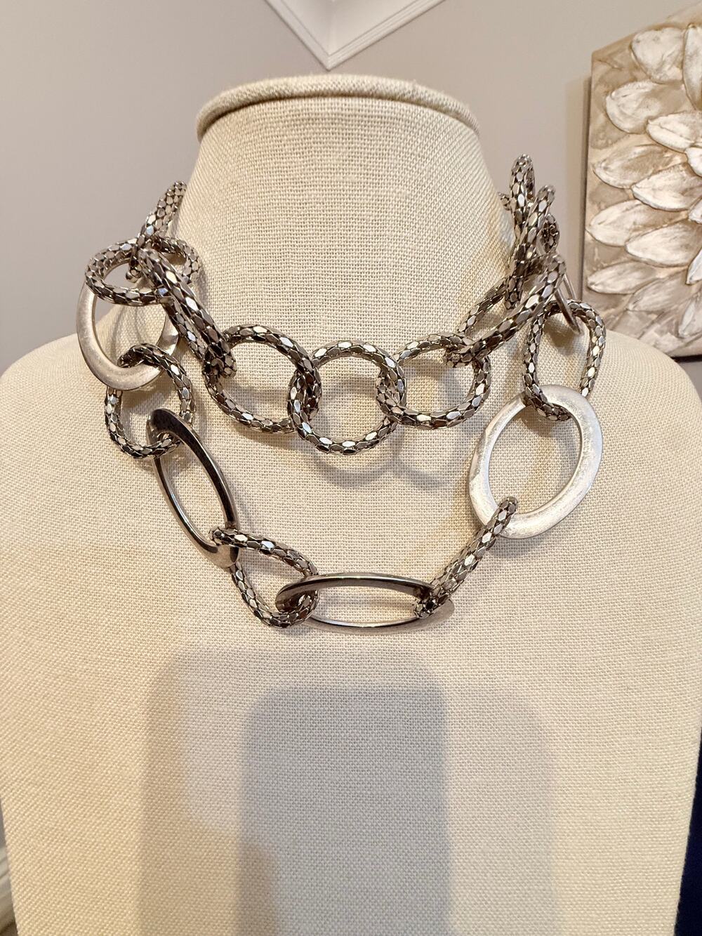 Vintage Lane Bryant Chunky Mixed Link Statement Necklace 15”